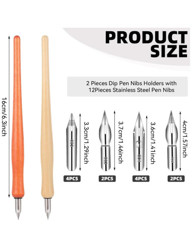 Conjunto de Plumas de Caligrafía Bewudy 10 Piezas con Puntas de Acero Inoxidable