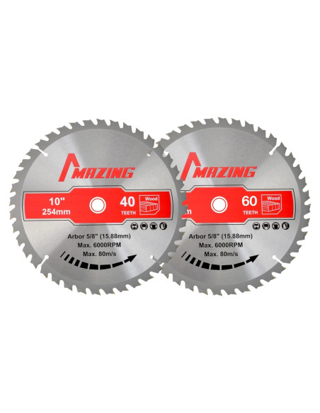 MAZING Paquete 2 Sierras Circulares 25.4cm 40T y 60T MAZING Paquete 2 Sierras Circulares 25.4cm 40T y 60T