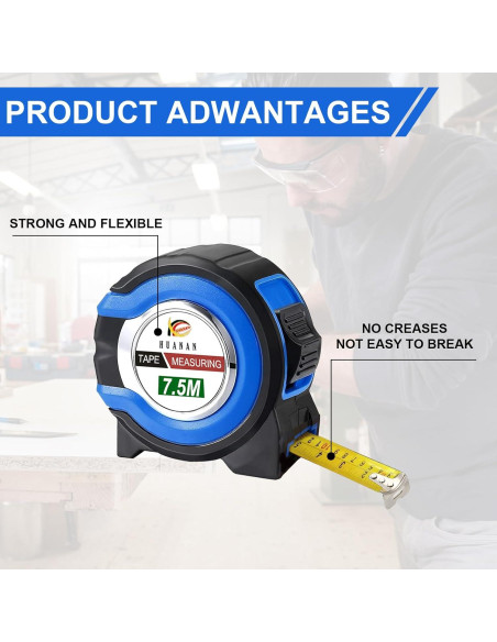 Cinta Métrica Retráctil 10 Pcs MT856 7.5 m Auto Bloqueo