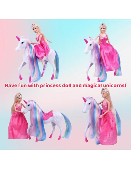 Juego de Muñeca Princesa Unicornio Mágico MIOKIDZFUN Juego de Muñeca Princesa Unicornio Mágico MIOKIDZFUN