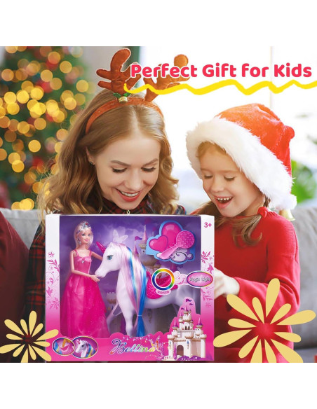 Juego de Muñeca Princesa Unicornio Mágico MIOKIDZFUN Juego de Muñeca Princesa Unicornio Mágico MIOKIDZFUN