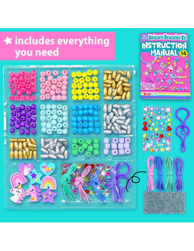 KRAFUN Kit de Pulsera de Unicornio para Niños - 14 Proyectos DIY