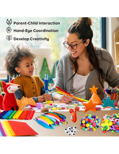 Kit de Manualidades FUNZBO - 800 Piezas, Almacenamiento Fácil
