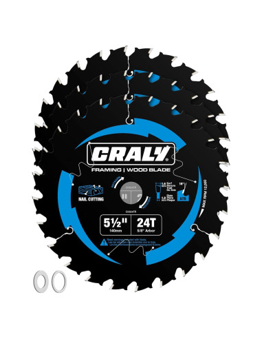 Hoja de Sierra Circular CRALY 14 cm 24 Dientes Carburo - Paquete de 3
