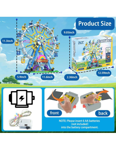 Kit de Bloques de Construcción Rueda de la Fortuna LED 813 Piezas