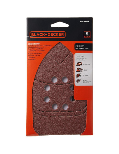 Lijas 80G BLACK+DECKER BDAMM080 Paquete de 5 Unidades