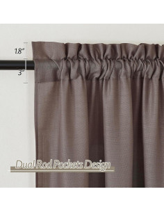 Cortinas Semitranslúcidas RYB HOME 132x213 cm Marrón 2 Paneles 2