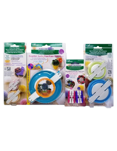 Juego de Hacedores de Pom Pom Clover - 7 Tamaños Diferentes