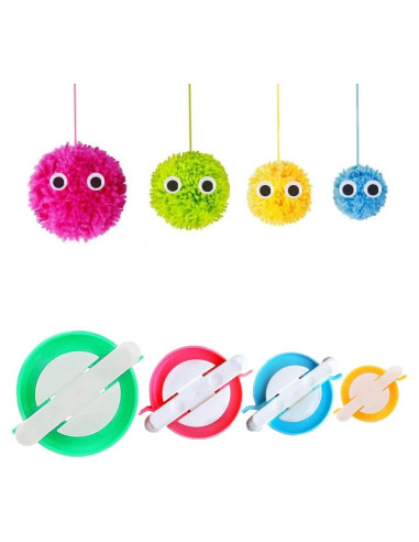 Fabricante de Pompones RRigo, 4 Tamaños para Tejido DIY
