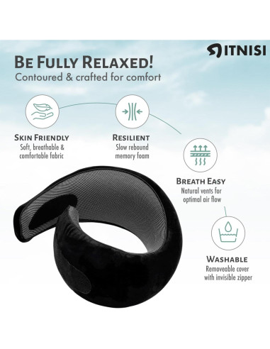 Almohada de Viaje Itnisi Espuma Viscoelástica Ajustable
