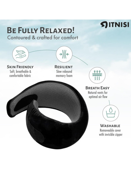 Almohada de Viaje Itnisi Espuma Viscoelástica Ajustable Almohada de Viaje Itnisi Espuma Viscoelástica Ajustable