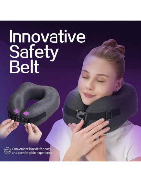 Almohada de Viaje CSJT Espuma de Memoria Ajustable Negra Almohada de Viaje CSJT Espuma de Memoria Ajustable Negra