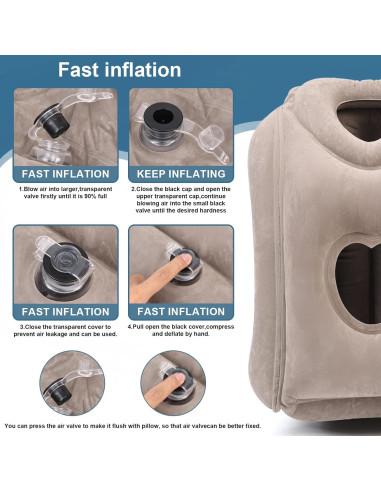 Almohada de Viaje Inflable Kimiandy 53 cm Gris Oscuro