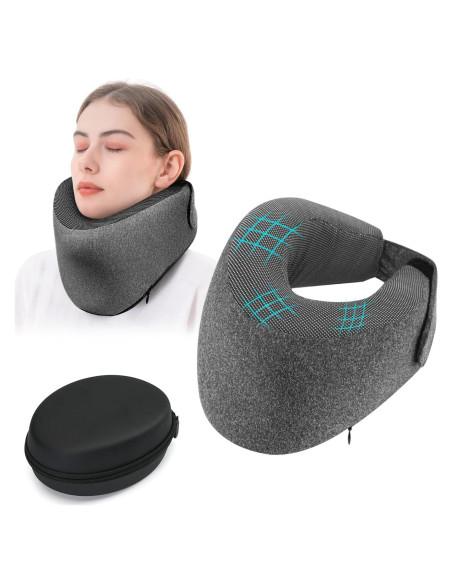 Almohada de Viaje HANQIMER con Soporte para Barbilla - Gris Almohada de Viaje HANQIMER con Soporte para Barbilla - Gris