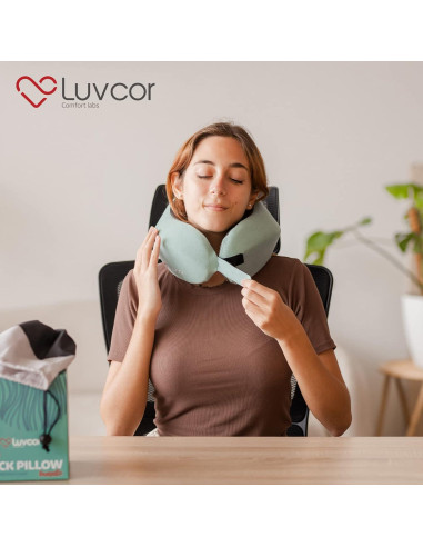 Almohada de Viaje Luvcor Espuma de Memoria Verde 1 Unidad