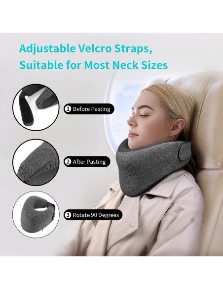 Almohada de Viaje HANQIMER con Soporte para Barbilla - Gris Almohada de Viaje HANQIMER con Soporte para Barbilla - Gris
