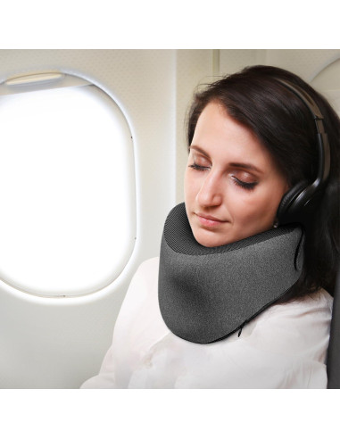 Almohada de Viaje HANQIMER con Soporte para Barbilla - Gris