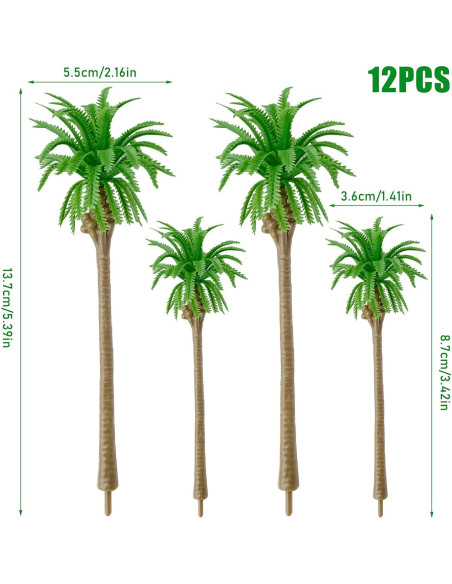 12 Mini Árboles de Palma de Coco BLLREMIPSUR para Diorama 12 Mini Árboles de Palma de Coco BLLREMIPSUR para Diorama