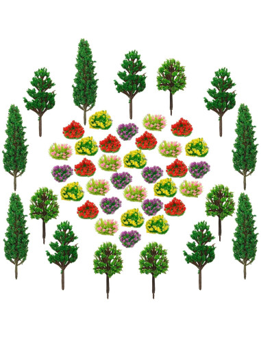 Warmtree 47 Piezas Mini Árboles y Flores Coloridas para Dioramas