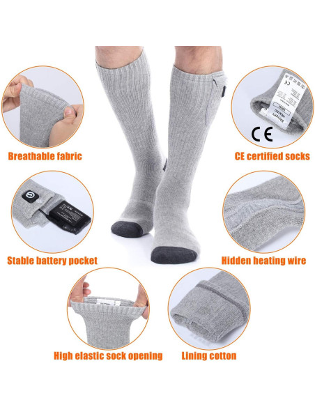 Calcetines Calentados Day Wolf Unisex 7.4V Recargables Gris M Calcetines Calentados Day Wolf Unisex 7.4V Recargables Gris M