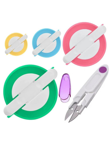 Hacedor de Pom Pom SHIJUNHE Kit de Tejer 4 Tamaños + Tijeras