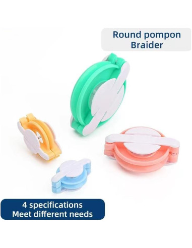 Hacedor de Pom Pom SHIJUNHE Kit de Tejer 4 Tamaños + Tijeras
