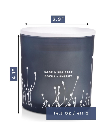 Vela Aromática de Soja 3 Mechas Sal Marina y Salvia 411g Vela Aromática de Soja 3 Mechas Sal Marina y Salvia 411g
