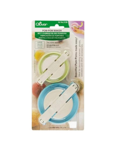 Fabricador de Pompones Grande Clover 6.35cm y 8.57cm 2/pkg