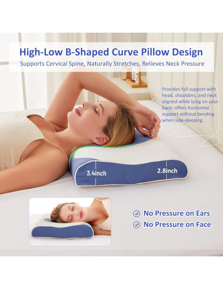 Almohada cervical PACJOY espuma viscoelástica 8.6 cm Almohada cervical PACJOY espuma viscoelástica 8.6 cm