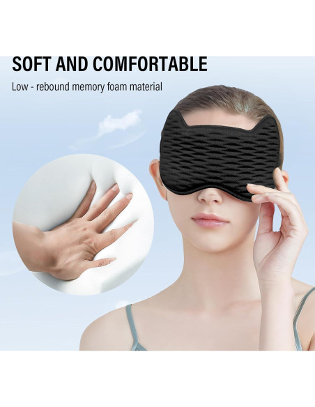 Máscara de Ojos 3D Spacepower Negra Ajustable para Dormir Máscara de Ojos 3D Spacepower Negra Ajustable para Dormir