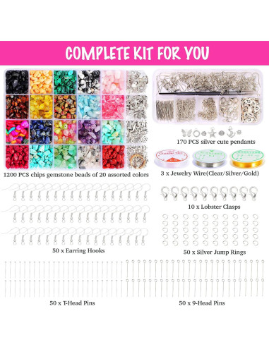 Kit de Hacer Joyas Xmada - 1587 Piezas, Perlas de Cristal y Herramientas