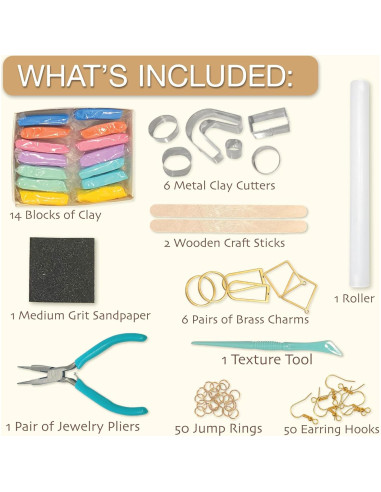 Kit de Manualidades JOiFULi 132 Piezas Aretes Arcilla Polimérica