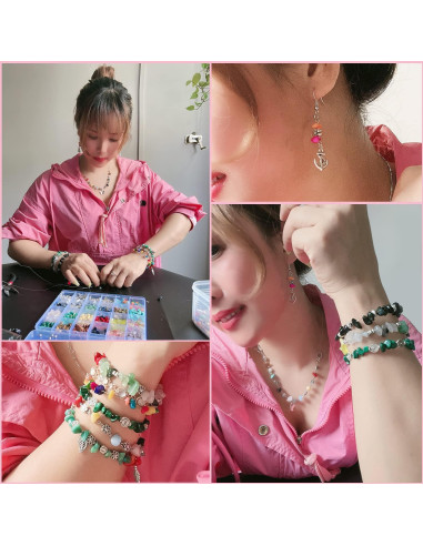 Kit de Hacer Joyas Xmada - 1587 Piezas, Perlas de Cristal y Herramientas