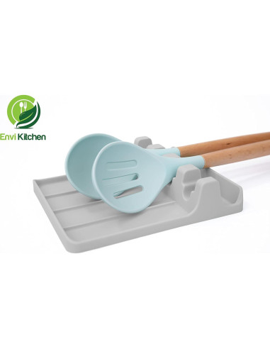Soporte de Cuchara de Silicona EnviKitchen Gris 18x15cm