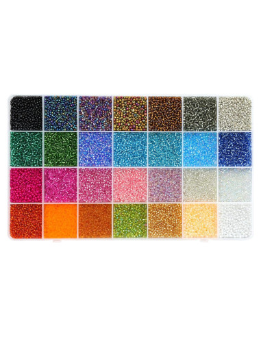 Kit de Cuentas de Vidrio 24000 Pcs Ybxjges 2mm 28 Colores