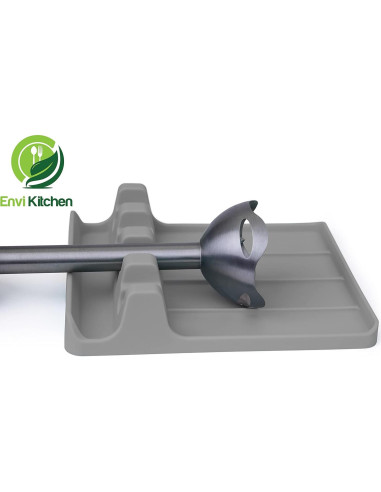 Soporte de Cuchara de Silicona EnviKitchen Gris 18x15cm