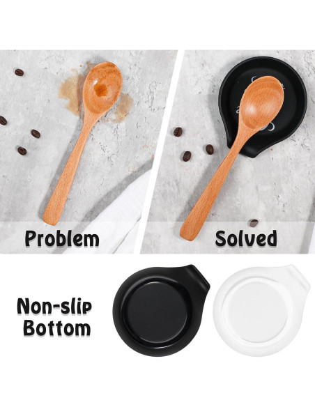Soporte de Cuchara de Silicona Koluti 2 Piezas Negro y Blanco Soporte de Cuchara de Silicona Koluti 2 Piezas Negro y Blanco