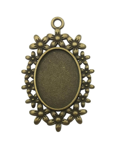 20 Bandejas de Colgante Ovaladas 18x25mm Bronce y Plata