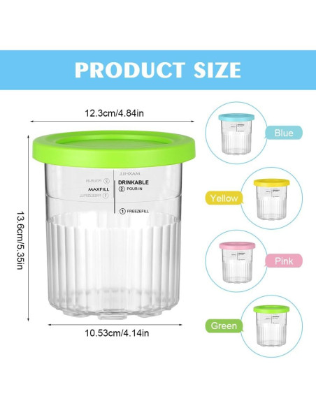 Contenedores de Pintura Creami HOTUT 24oz para Ninja Creami Contenedores de Pintura Creami HOTUT 24oz para Ninja Creami