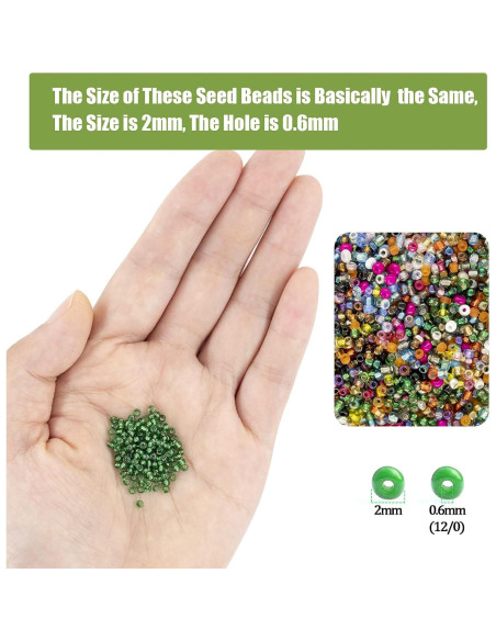 Kit de Cuentas de Vidrio 24000 Pcs Ybxjges 2mm 28 Colores Kit de Cuentas de Vidrio 24000 Pcs Ybxjges 2mm 28 Colores