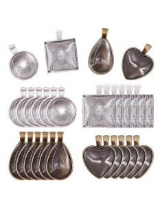 Bandejas de Colgante Glarks 48 Piezas 4 Estilos DIY Joyería