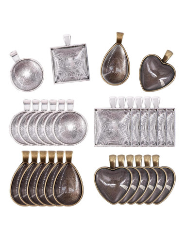 Bandejas de Colgante Glarks 48 Piezas 4 Estilos DIY Joyería