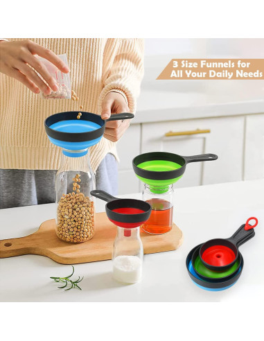 Set de Embudos de Silicona HAWOWZ - 3 Tamaños para Cocina