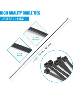 Bridas Negras Armpow 24" (60 cm) 50 PCS Alta Resistencia 2