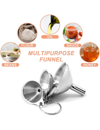 Juego de embudos de cocina Anaeat 3 piezas acero inoxidable