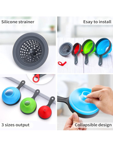 Juego de embudos de cocina Dokpod con colador 4 piezas