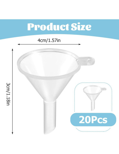 20 Embudos Mini de Cocina AHQiZFX Plástico Transparente