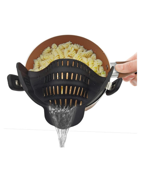 Colador Clip On GottaHaveit de Silicona 22,86 cm Negro Colador Clip On GottaHaveit de Silicona 22,86 cm Negro
