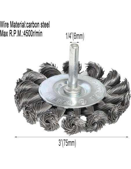 Kit de cepillos de alambre trenzado Yutnqin 3 piezas 8 cm Kit de cepillos de alambre trenzado Yutnqin 3 piezas 8 cm