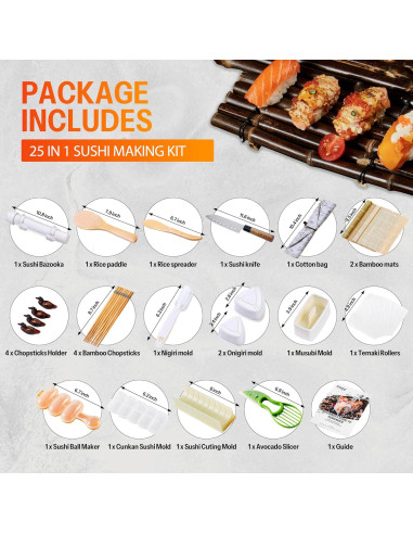 Kit de Hacer Sushi ISSEVE 25 en 1 con Bazooka y Moldes